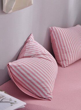 速发天竺棉织套日式针枕棉单人枕头套单装个要一对拍2个纯色泓纳