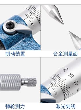 速发厂销双尖头千分尺025螺075100单尖头度径高精外5旋千分尺品