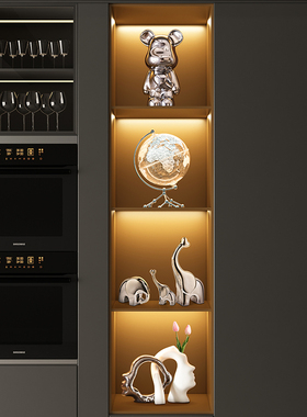 速发酒柜装饰品熊摆件客厅展示柜档装柜高电轻奢家居套视高级