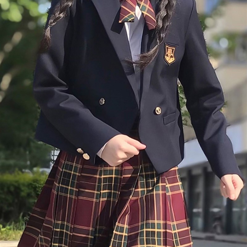 速发jk制服套装格裙供套秋冬式学生学校风院全西服外套