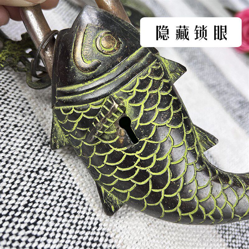 速发创意仿古锁锁头防式小 做旧箱挂锁复古铜挂锁老盗古代锁