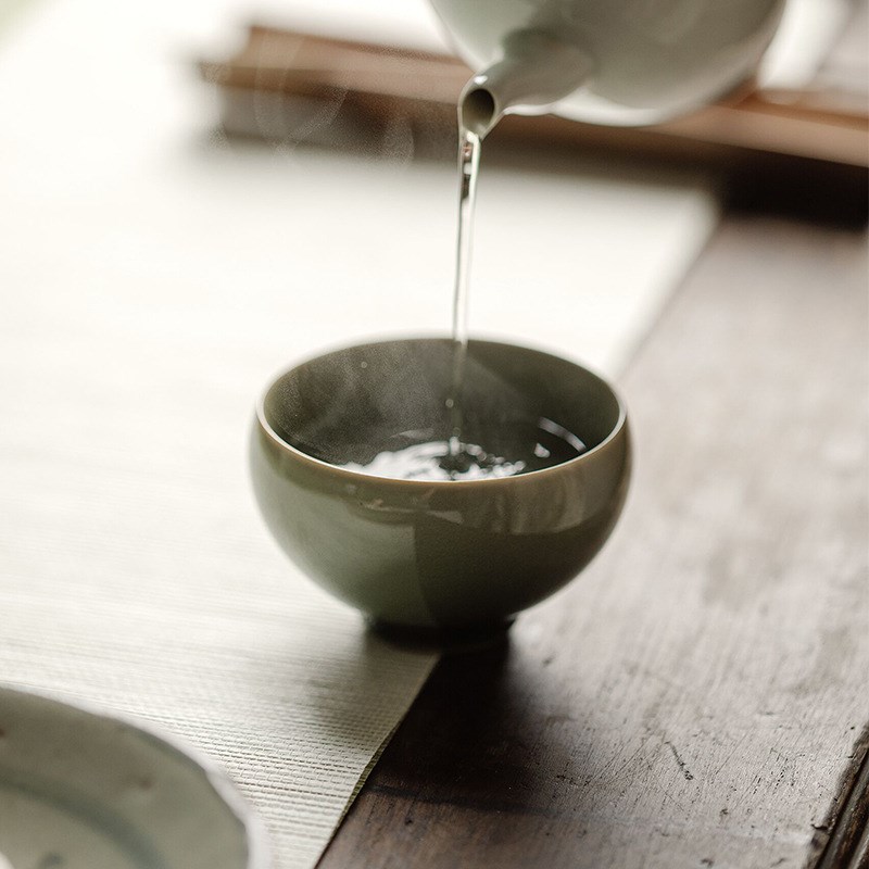 速发复古越窑龙泉青瓷茶碗曼香主人杯盏用茶家功夫茶具大号闻山杯