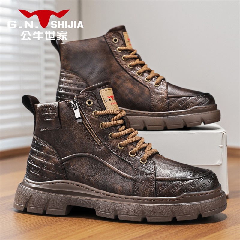 公牛世家厚底耐磨休闲百搭马丁靴