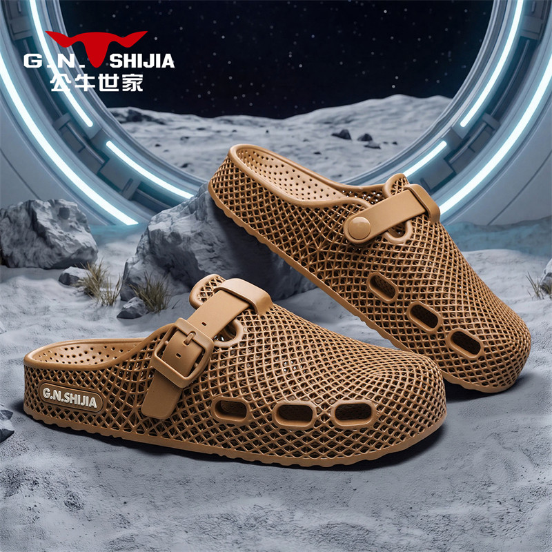 公牛世家男4D打印包头洞洞鞋图片