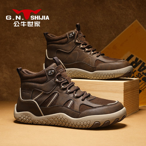 公牛世家高帮登山工装马丁靴