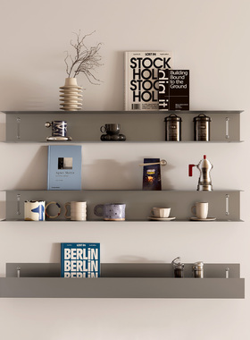 一字隔板不锈钢工字形置物架工业风简约铁艺墙上展示架墙面装饰架