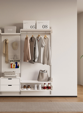 TOYA玄关置物架多功能挂墙卧室挂衣架多层洞洞板简约开放式衣帽架