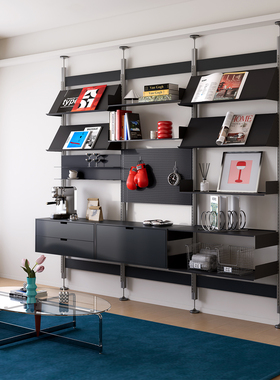 TOYA顶天立地铝型材置物架花架多功能隔断书架免打孔可调节陈列架