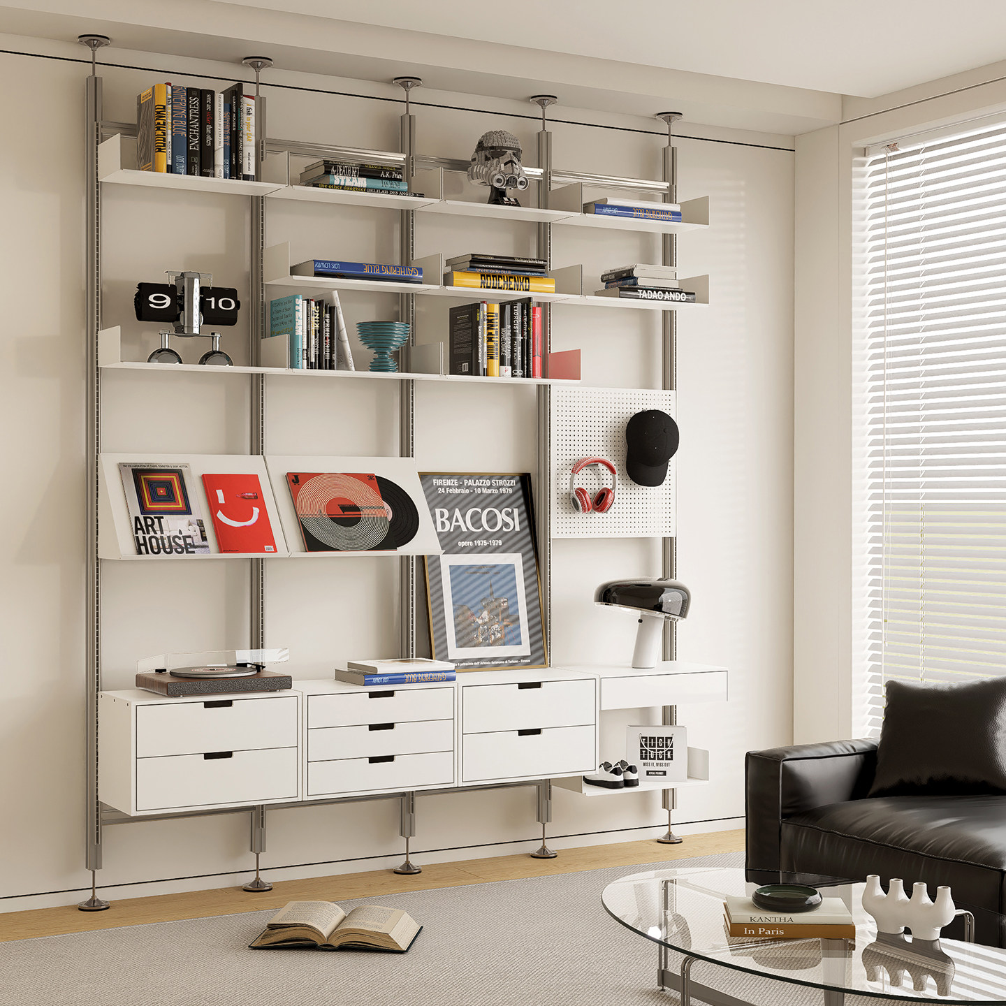 TOYA顶天立地铝型材洞洞板置物架DIY多功能壁挂书架墙上免打孔