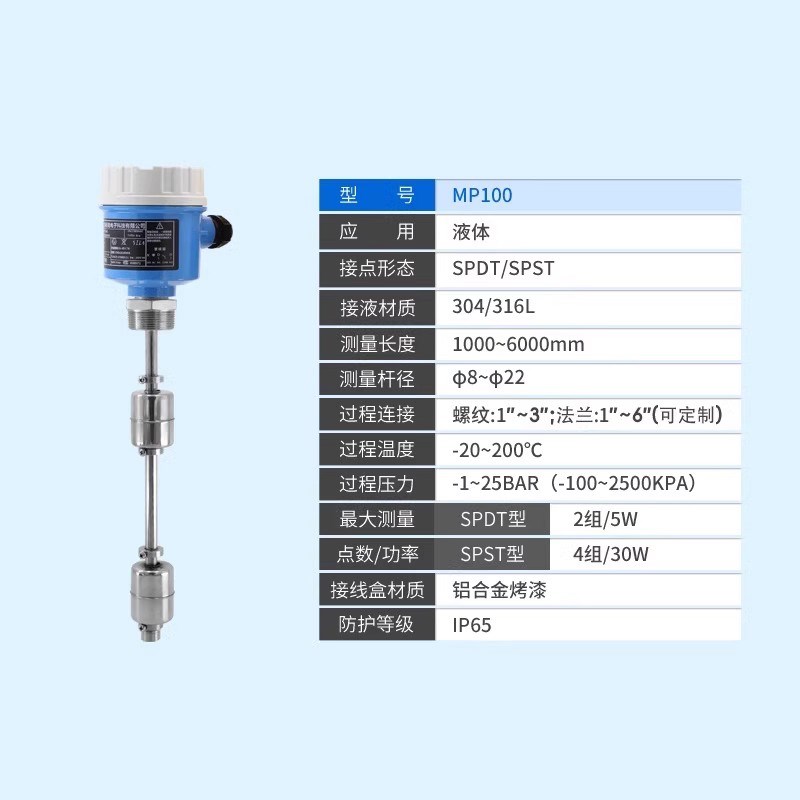浮球液位变送器磁性浮子传感器干簧管插入浮球连续式液位计4-20mA