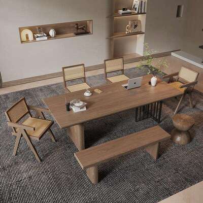 实木会议桌现代简约多人办公桌洽谈桌大型长条全实木办公桌椅组合