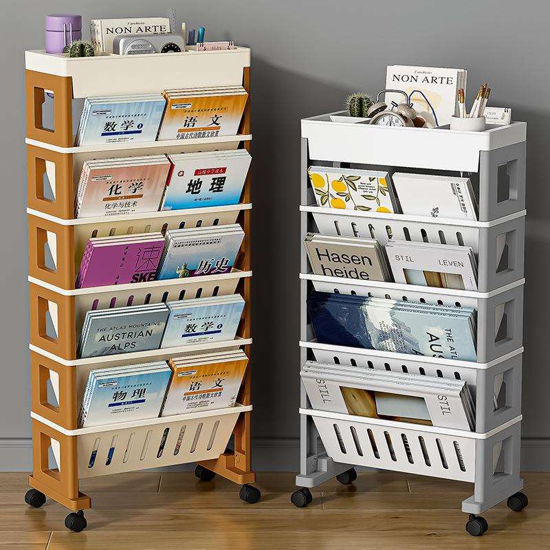 可移动书架多层课桌整理置物架学生收纳书报架旋转书柜桌边收纳架