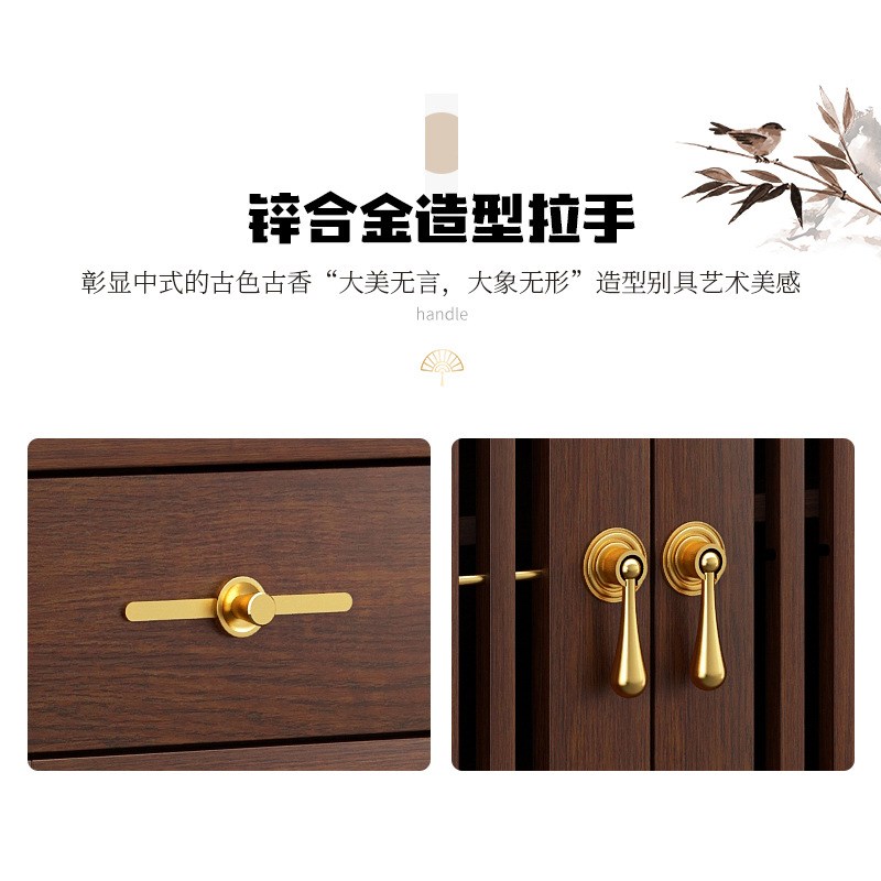 新中式实木餐边柜现代简约厨房茶水置物柜餐厅酒柜一体靠墙储物柜