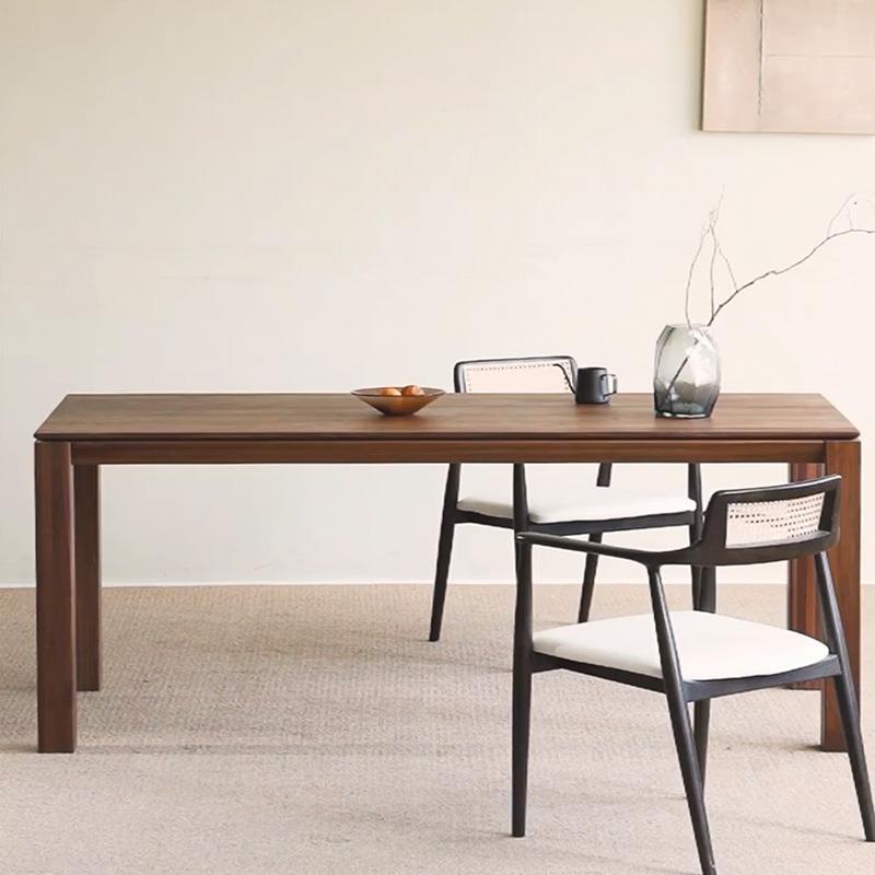 北美胡桃木餐桌全实木榫卯简约款大长方形工作台客厅办公桌长桌子
