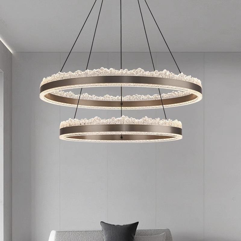 客厅吊灯大厅主灯高端冰川超亮客厅主灯2025新款中山灯具现代简约