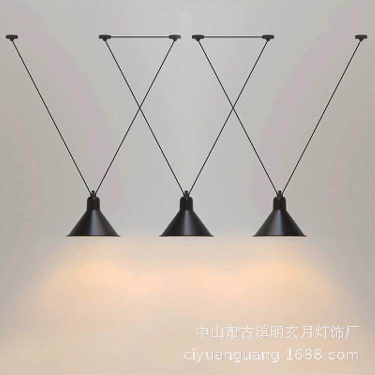 创意个性餐厅三头吊灯简约极简客厅卧室餐桌吧台床头线条吊灯黑色