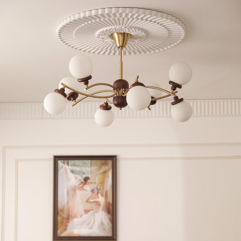 法式田园魔豆客厅灯吊灯美式简约卧室灯中古实木茶室餐厅中山灯具