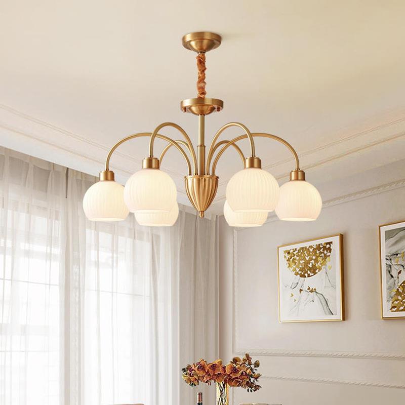 全铜法式吊灯客厅灯餐厅卧室轻奢主卧新款奶油美式复古吸顶灯