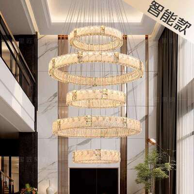 悦已复式楼大吊灯现代简约大气别墅自建房挑高客厅楼中楼水晶吊灯