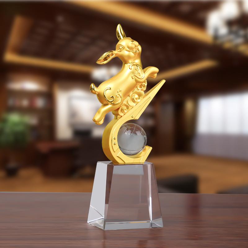 红旗摆件办公室创意水晶纪念品马到成功桌面会议室公司年会装饰品