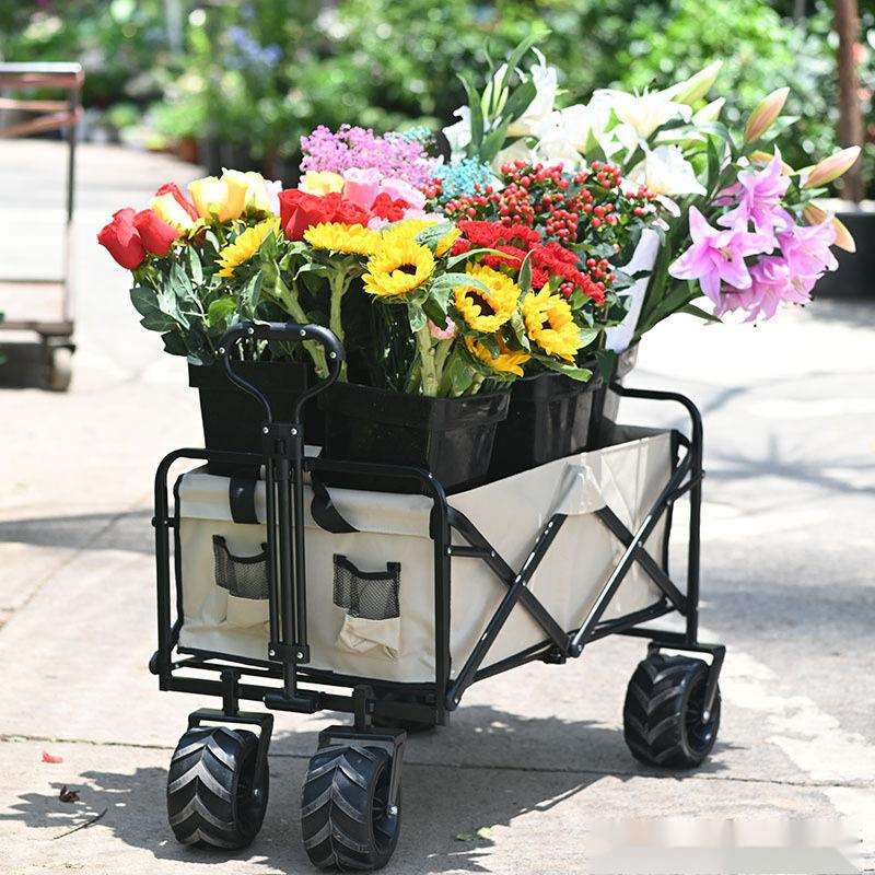 夜市鲜花推车花店卖花地摊小手推车鲜花夜市折叠小拖车展示架摆摊