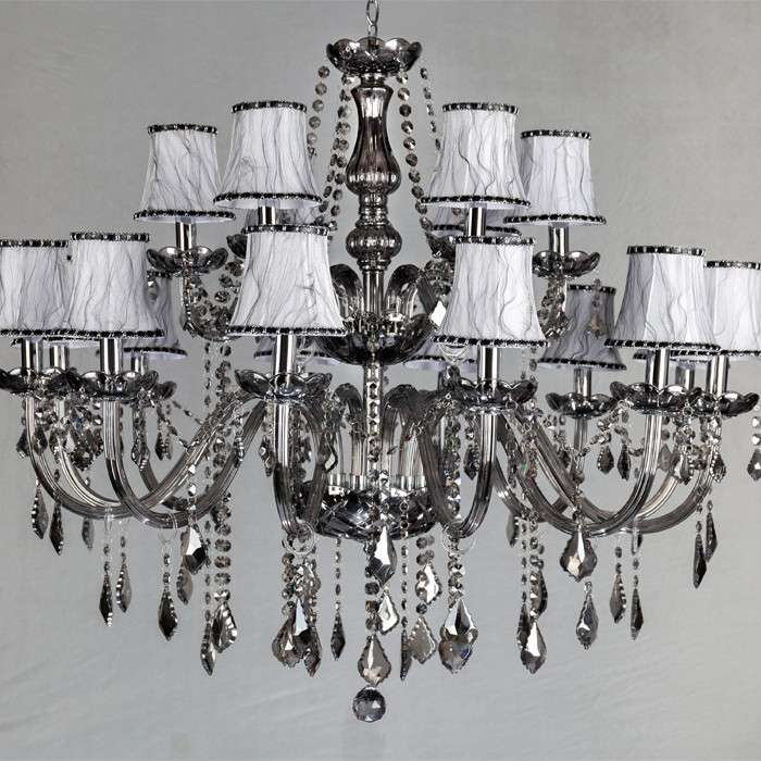 烟灰色12+6双层水晶吊灯烟灰色18头蜡烛灯大客厅酒店大堂展厅工程