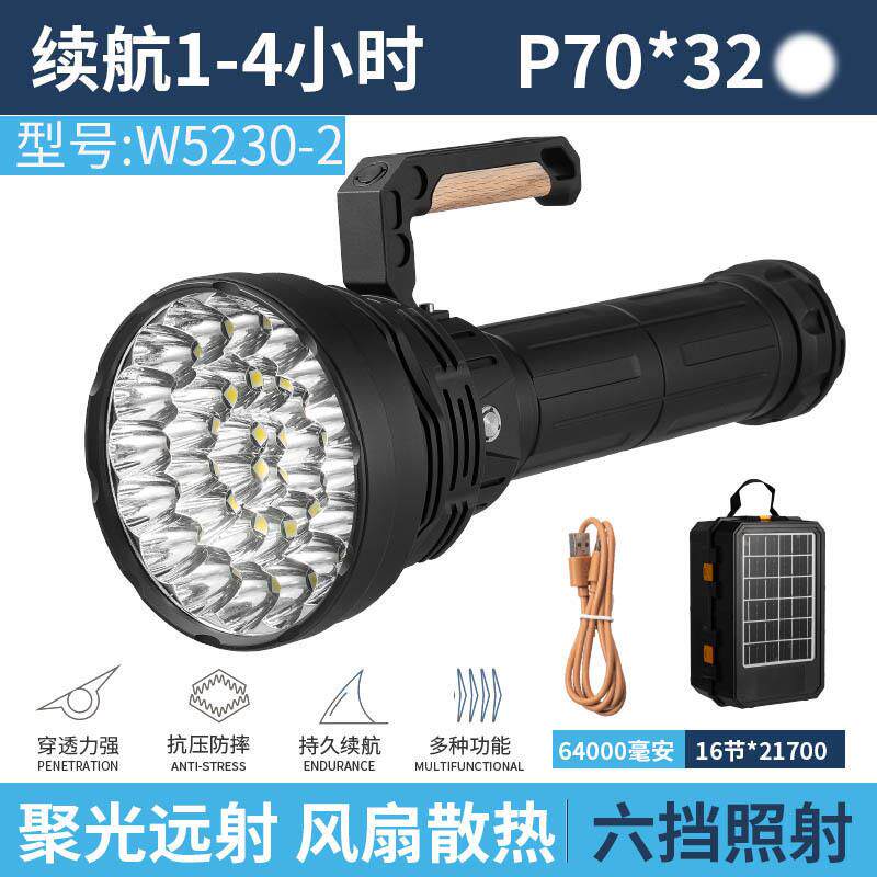 跨境新款高亮手提灯大功率32灯芯风扇冲天炮强制散热巡逻探照灯