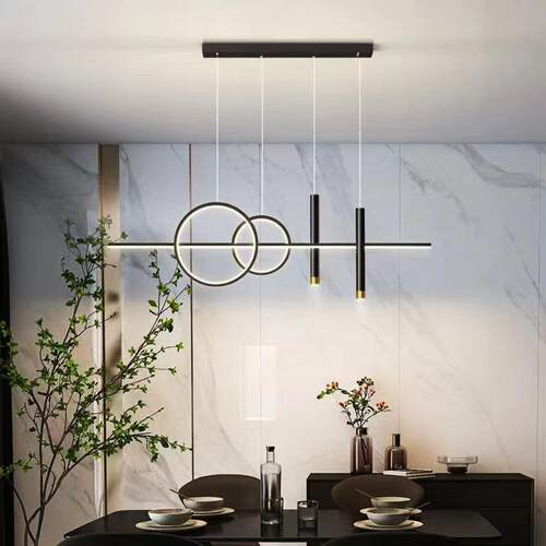 led餐厅吊灯轻奢灯具现代简约饭厅餐桌吧台北欧极简长条创意吊灯