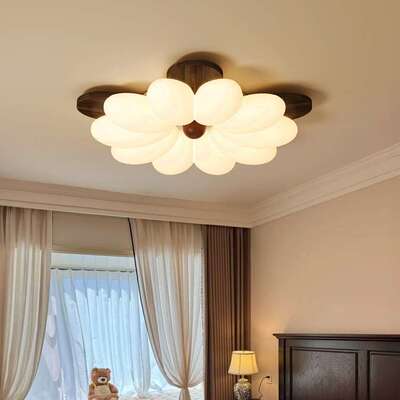 法式中古风卧室吸顶灯2025年新款创意奶油花朵灯具新中式客厅主灯