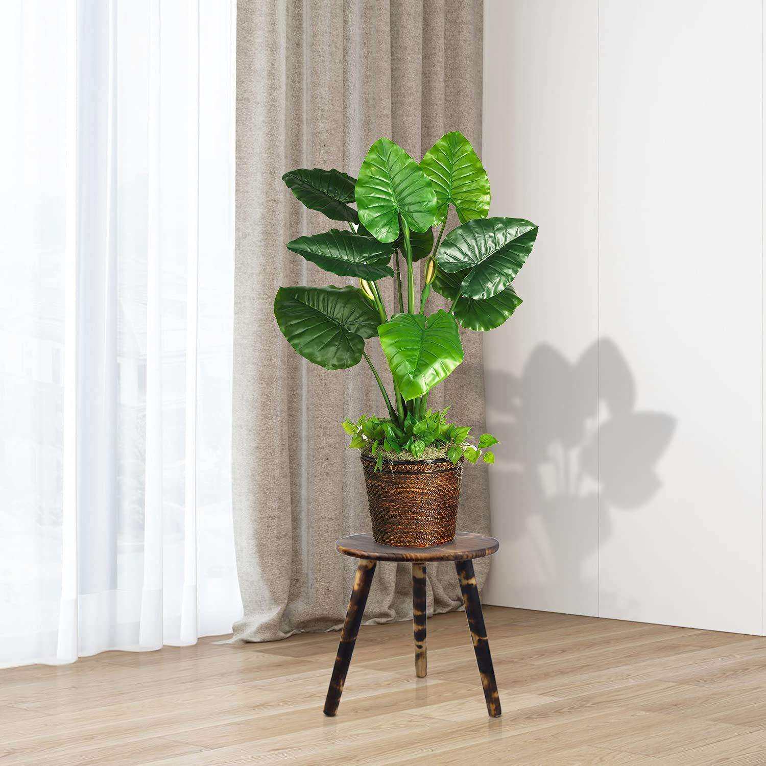 实木花架木制三脚花架北欧客厅植物装饰绿植花架边桌椅子花架简约