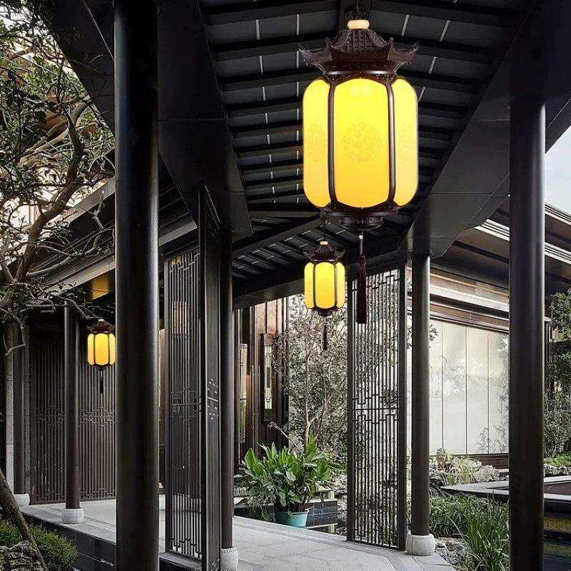 新中式凉亭吊灯庭院防水走廊屋檐灯笼太阳能户外宫灯葡萄架吊顶灯