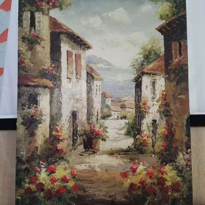 40*50纯手绘油画地中海印象风景装饰画美式客厅玄关餐厅走廊挂画