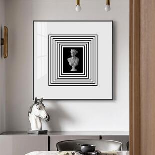 几何石膏人像后现代装饰画肖像油画纯手绘北欧餐厅挂画玄关抽象画