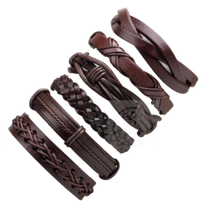 。Qinuo jewelry fashion cowhide wax rope woven Brlet men'