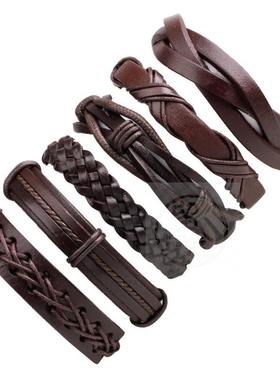 。Qinuo jewelry fashion cowhide wax rope woven Brlet men'