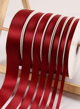 速发0带6-4cm焙红色丝带婚庆布绸带烘酒礼品包装彩.圣诞蝴蝶结丝