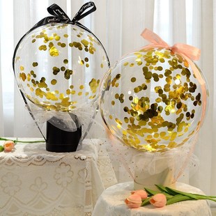 速发波波球七夕情人节惊喜派束礼盒气花生日球对布置装钱抱抱桶热