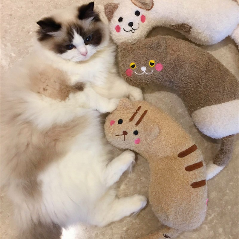 速发多格漫猫毛玩具抱枕猫踩睡垫咪绒多具逗猫玩具靠枕颈枕玩功能