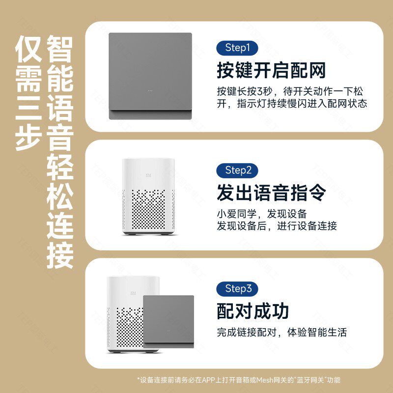 速发已接入米家智能开关控制面板超薄单火零火通用版支持全屋语音