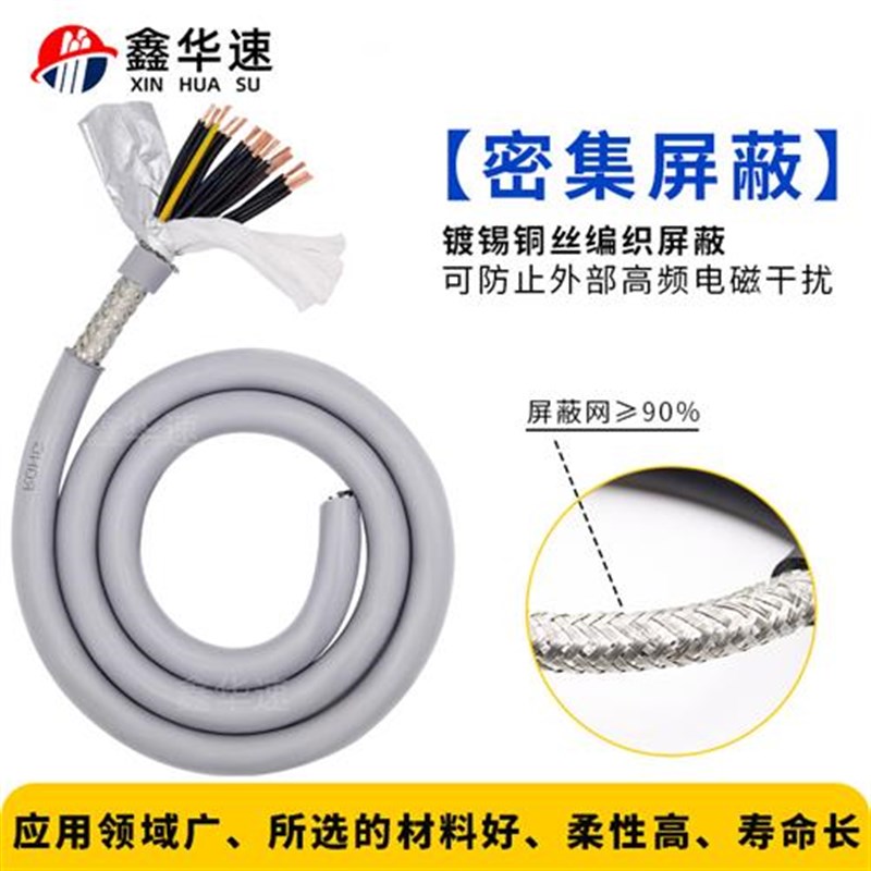 速发高柔性拖链电缆TRVVP12 14 16 20 24 0芯02 0 05 平方屏蔽