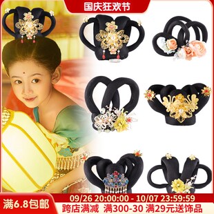 速发汉服头饰儿童古风发髻包童敦煌飞天假发古装造型舞蹈演出配饰