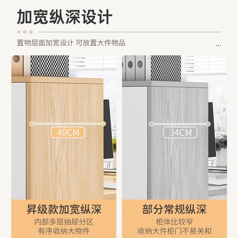 速发文件柜办公室档案柜木质抽屉柜资料柜靠墙桌边柜侧柜带锁储物