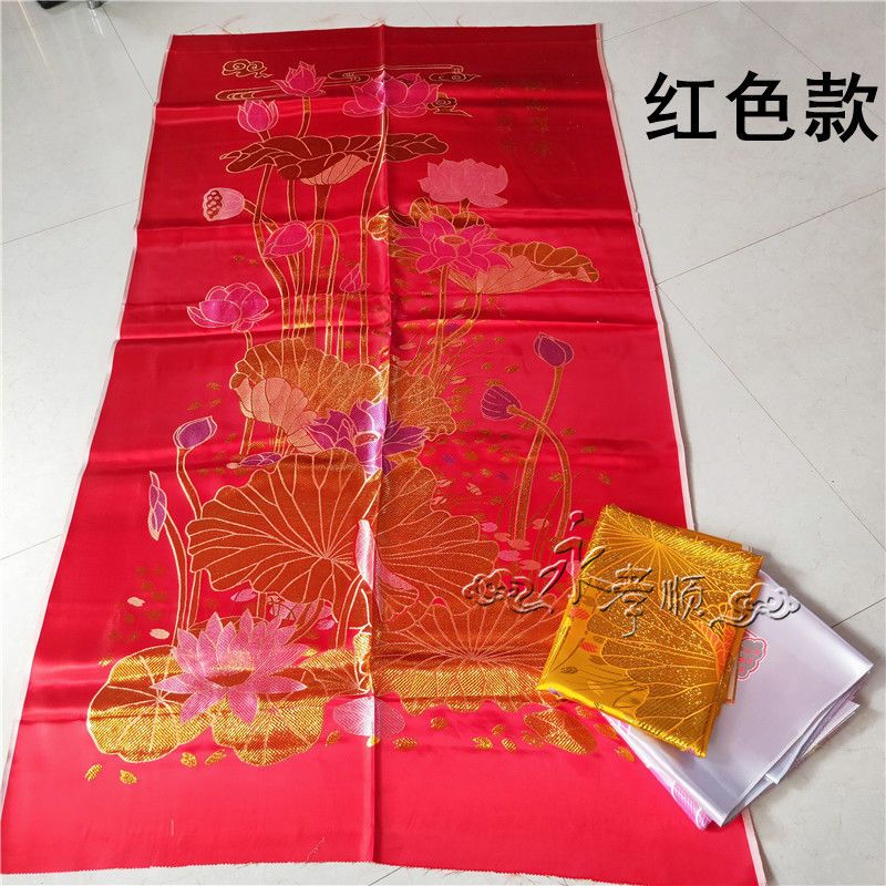 速发盖单蒙头被火化用荷花织锦缎寿被寿褥铺金盖银死人寿衣男全套