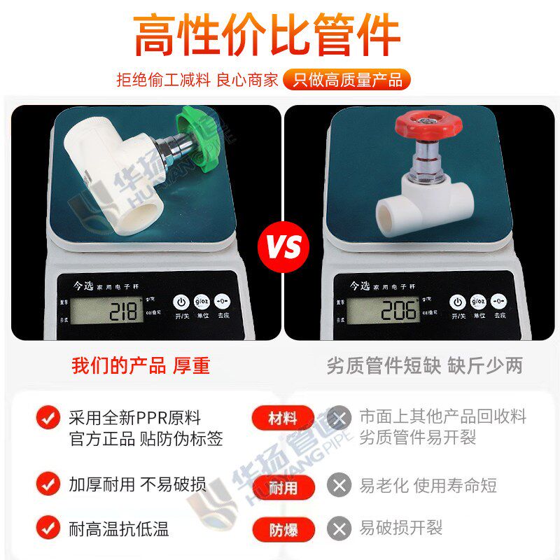 速发PPR水表截止阀铜阀芯水表开关单内丝截止阀4分6分PPR表前阀表