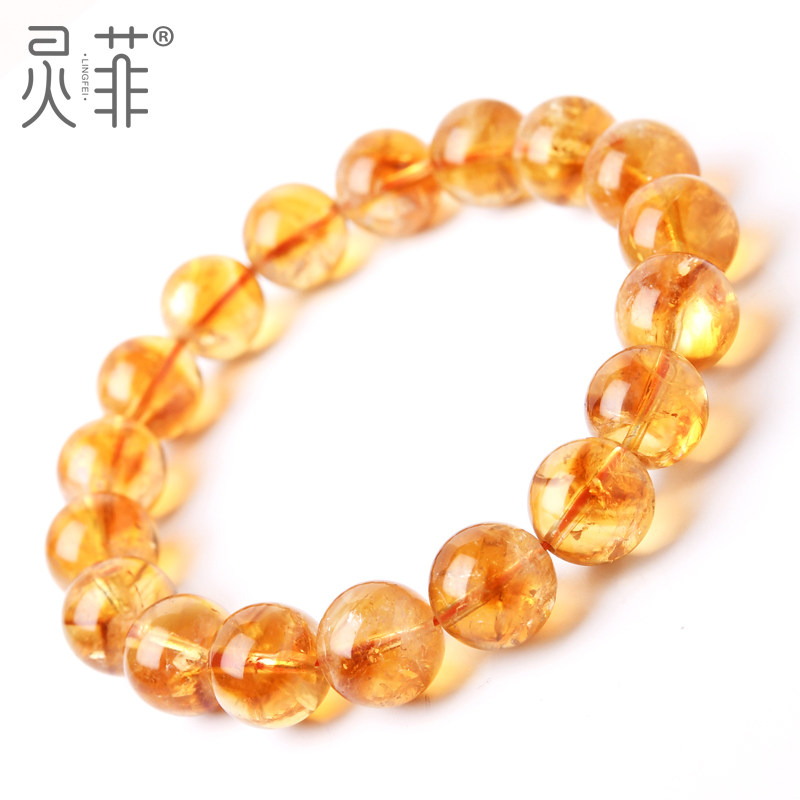 速发黄黄水晶手链7-12mm精品黄塔晶黄色水晶单圈原石手串男