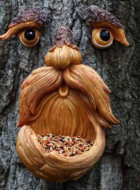 树怪喂鸟器户外园林庭院挂件独特鸟觅食器树木装饰品树脂工艺品