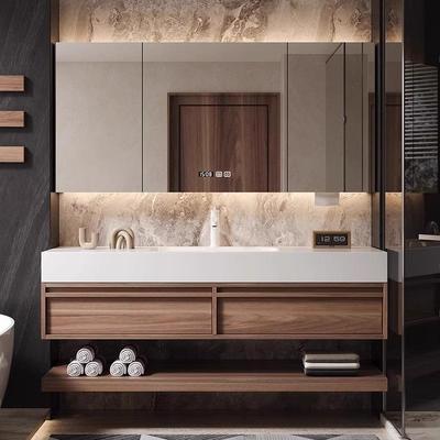 中古骨骼浴室柜岩板热弯一体盆陶瓷无缝盆洗漱台卫生间洗手洗脸盆