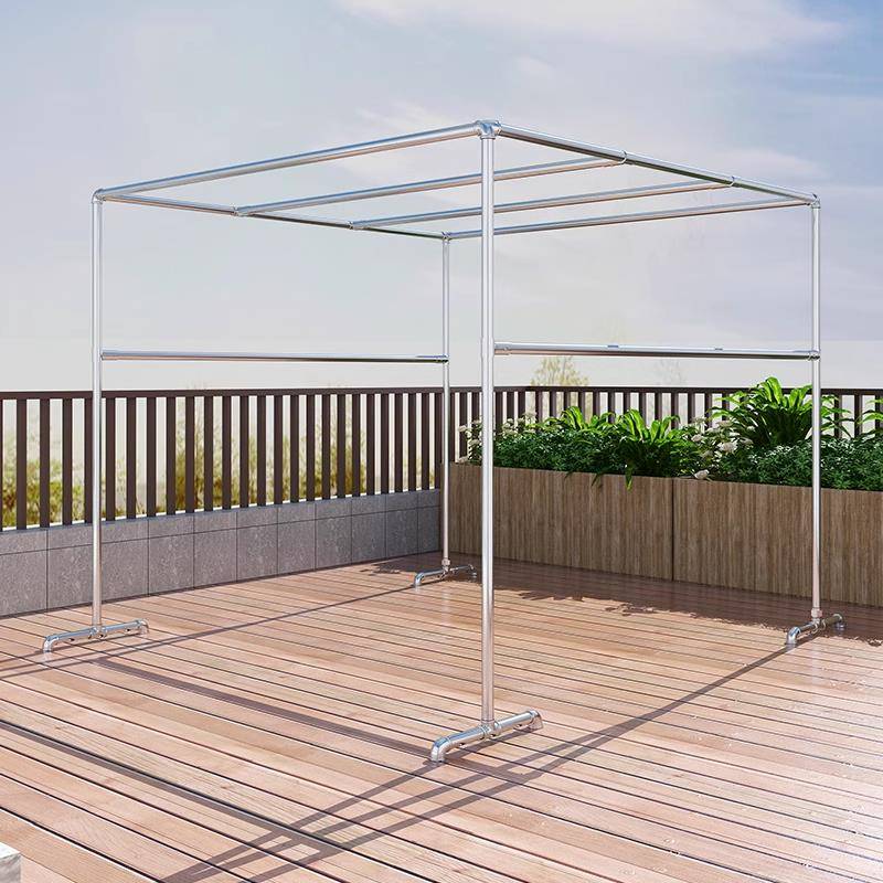 镀锌钢管晾衣架落地家用挂衣简易双杆水管晒被室外凉衣架阳台家用