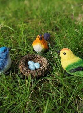 树脂仿真小鸟庭院鱼池玄关花盆阳台园艺假山流水摆件园艺园林装饰