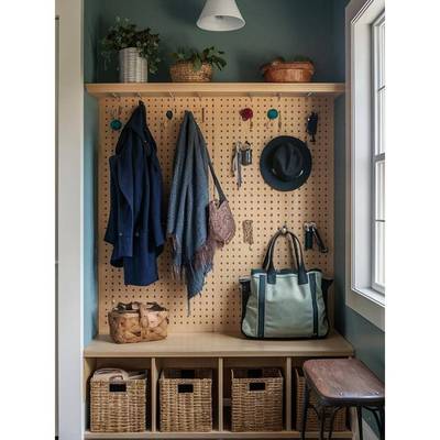 实木洞洞板定制置物架造型墙入户玄关墙展示架桌面墙面书桌收纳板